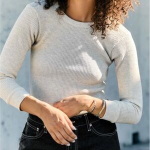 Imogene + Willie Waffle Crew Neck in Ash